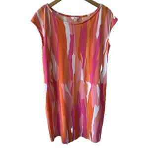 Tori Richard Women's Resort Wear Bright Watercolor Boat Neck Shift Dress M